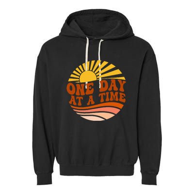 Mental Health Awareness One Day At A Time Retro Sunshine Garment-Dyed Fleece Hoodie