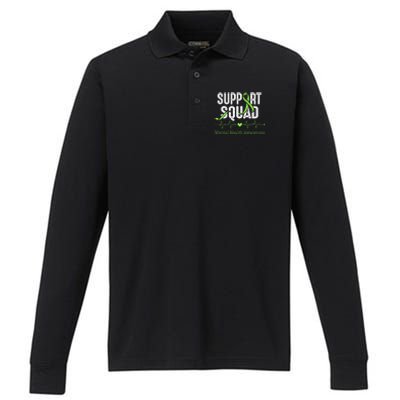 Mental Health Awareness Support Squad Green Ribbon Performance Long Sleeve Polo