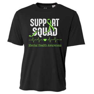 Mental Health Awareness Support Squad Green Ribbon Cooling Performance Crew T-Shirt