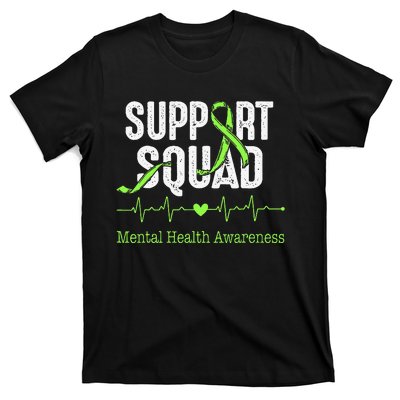 Mental Health Awareness Support Squad Green Ribbon T-Shirt