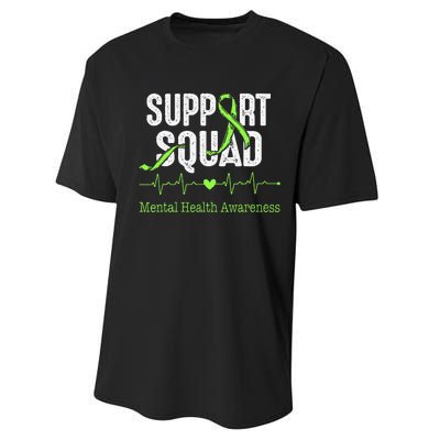 Mental Health Awareness Support Squad Green Ribbon Performance Sprint T-Shirt