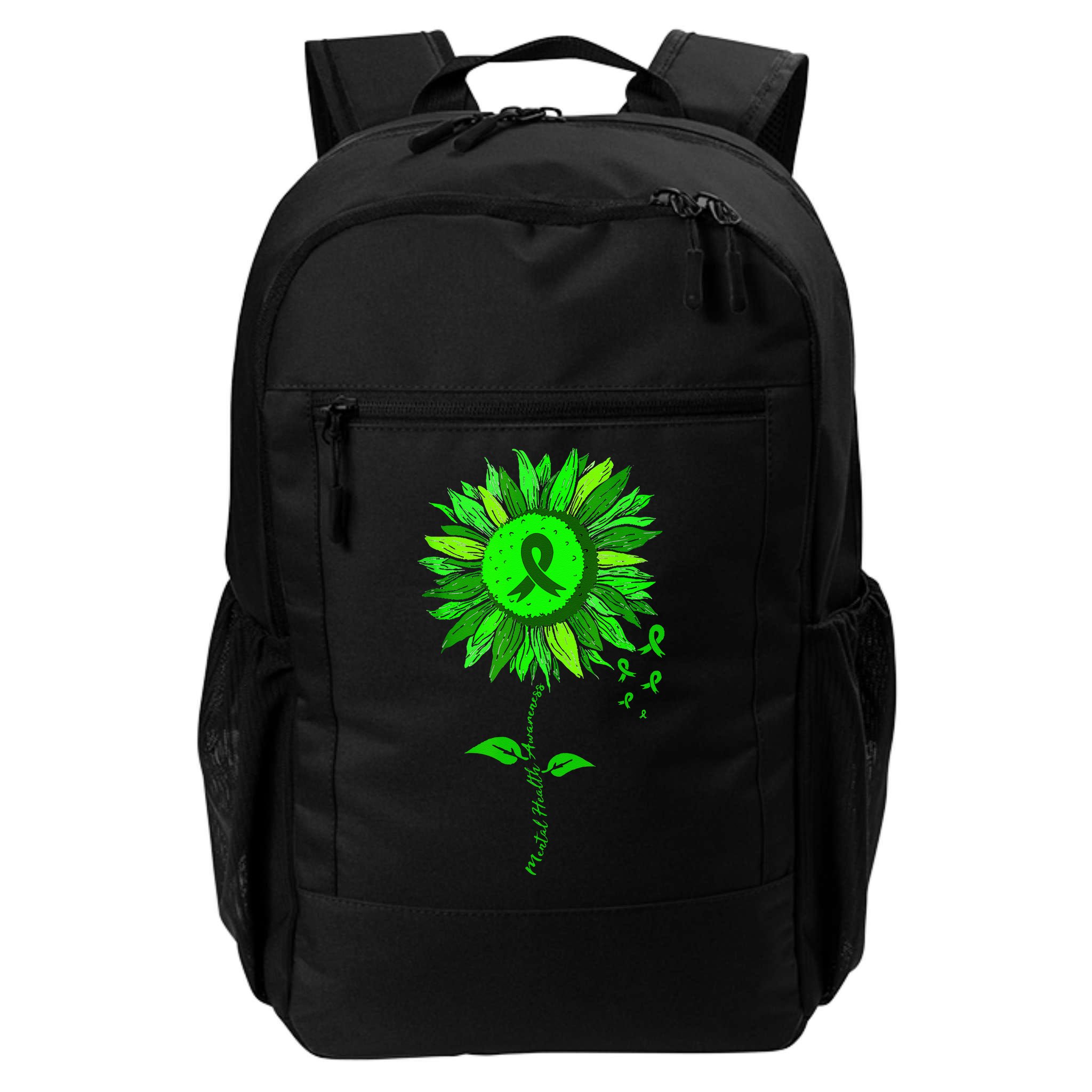 Mental Health Awareness Sunflower Green Ribbon Stigma Backpack