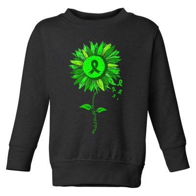 Mental Health Awareness Sunflower Green Ribbon Stigma Toddler Sweatshirt