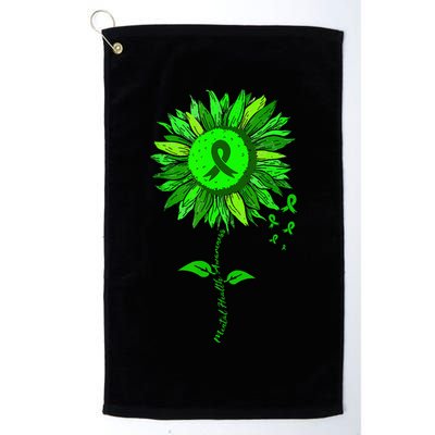 Mental Health Awareness Sunflower Green Ribbon Stigma Golf Towel