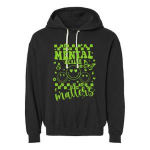 Mental Health Awareness Heart Wear Green For Mental Health Garment-Dyed Fleece Hoodie