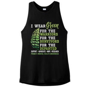 Mental Health Awareness Matters Support I Wear Green Warrior Ladies PosiCharge Tri-Blend Wicking Tank