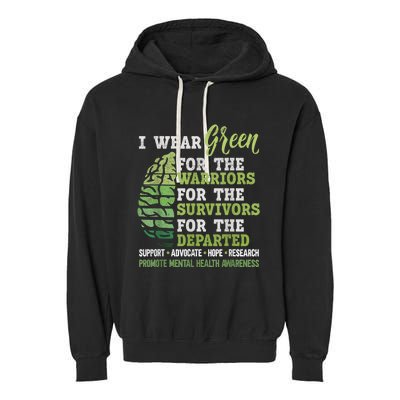 Mental Health Awareness Matters Support I Wear Green Warrior Garment-Dyed Fleece Hoodie