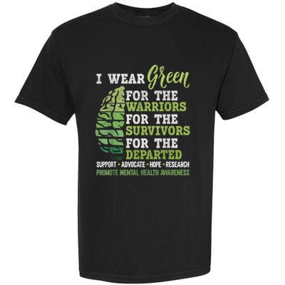 Mental Health Awareness Matters Support I Wear Green Warrior Garment-Dyed Heavyweight T-Shirt