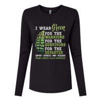 Mental Health Awareness Matters Support I Wear Green Warrior Womens Cotton Relaxed Long Sleeve T-Shirt