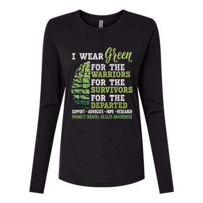 Mental Health Awareness Matters Support I Wear Green Warrior Womens Cotton Relaxed Long Sleeve T-Shirt