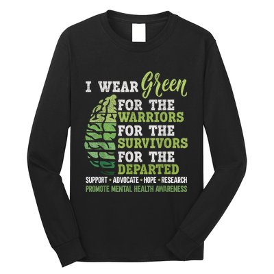 Mental Health Awareness Matters Support I Wear Green Warrior Long Sleeve Shirt