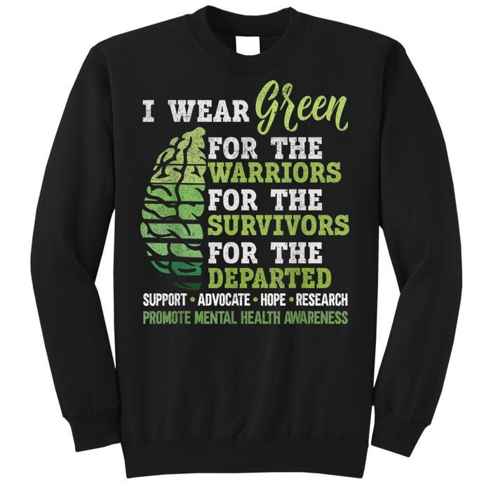 Mental Health Awareness Matters Support I Wear Green Warrior Sweatshirt