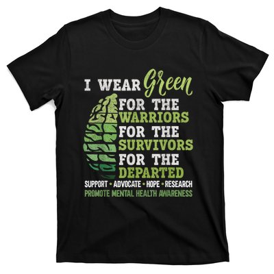 Mental Health Awareness Matters Support I Wear Green Warrior T-Shirt