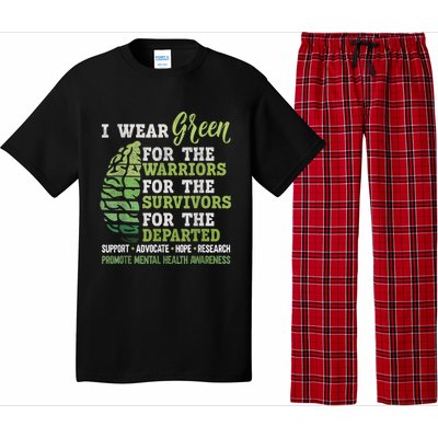 Mental Health Awareness Matters Support I Wear Green Warrior Pajama Set