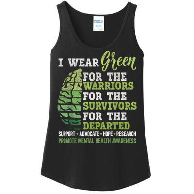 Mental Health Awareness Matters Support I Wear Green Warrior Ladies Essential Tank