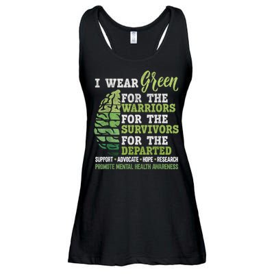 Mental Health Awareness Matters Support I Wear Green Warrior Ladies Essential Flowy Tank