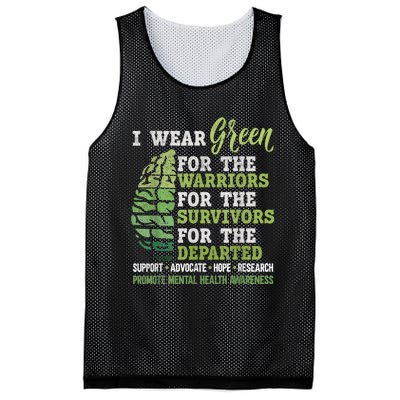 Mental Health Awareness Matters Support I Wear Green Warrior Mesh Reversible Basketball Jersey Tank