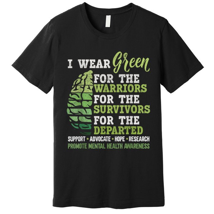 Mental Health Awareness Matters Support I Wear Green Warrior Premium T-Shirt