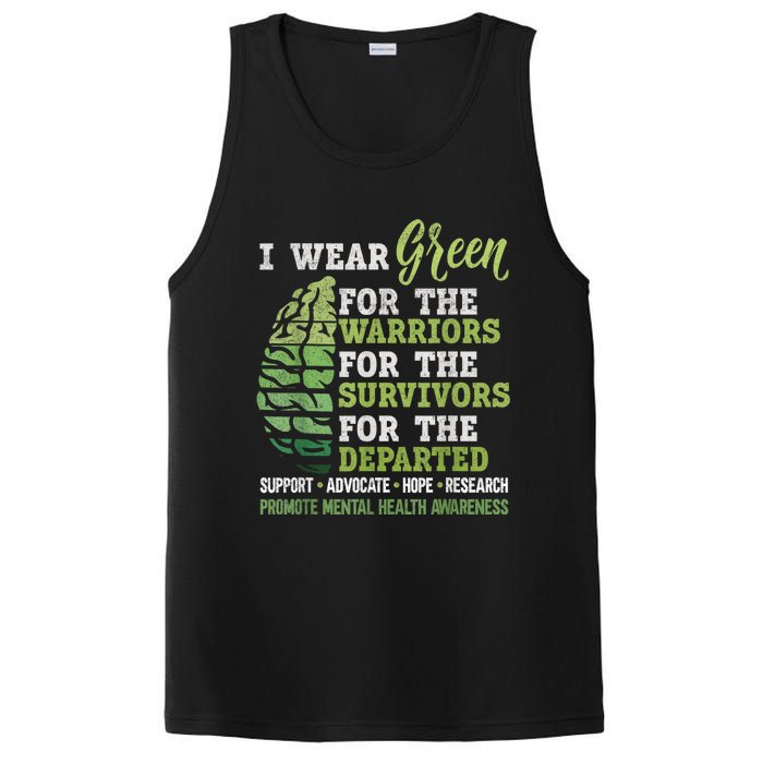 Mental Health Awareness Matters Support I Wear Green Warrior PosiCharge Competitor Tank