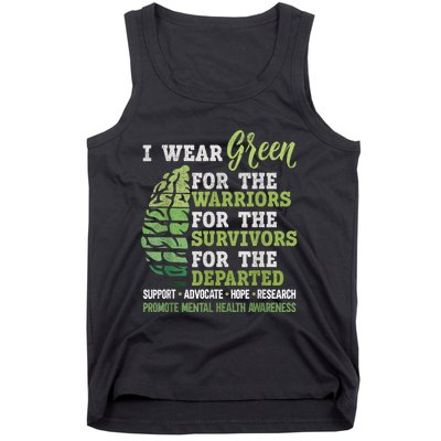 Mental Health Awareness Matters Support I Wear Green Warrior Tank Top