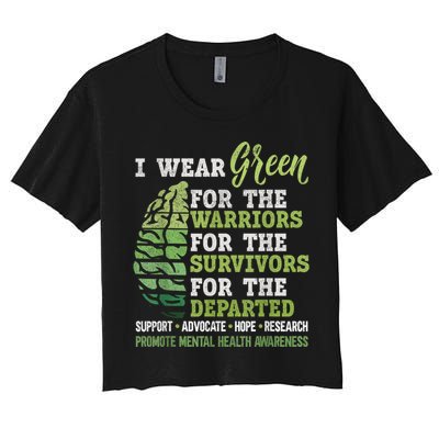 Mental Health Awareness Matters Support I Wear Green Warrior Women's Crop Top Tee