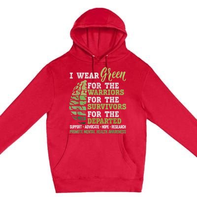 Mental Health Awareness Matters Support I Wear Green Warrior Premium Pullover Hoodie