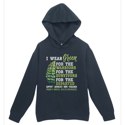 Mental Health Awareness Matters Support I Wear Green Warrior Urban Pullover Hoodie