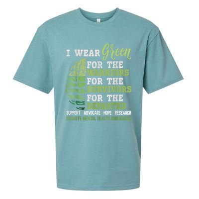 Mental Health Awareness Matters Support I Wear Green Warrior Sueded Cloud Jersey T-Shirt