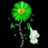 Mental Health Awareness Sunflower Green Ribbon Elephant 16 in Basic Backpack