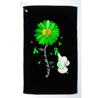 Mental Health Awareness Sunflower Green Ribbon Elephant Golf Towel