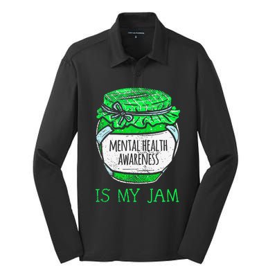 Mental Health Awareness is My Jam Human Brain Illness Silk Touch Performance Long Sleeve Polo