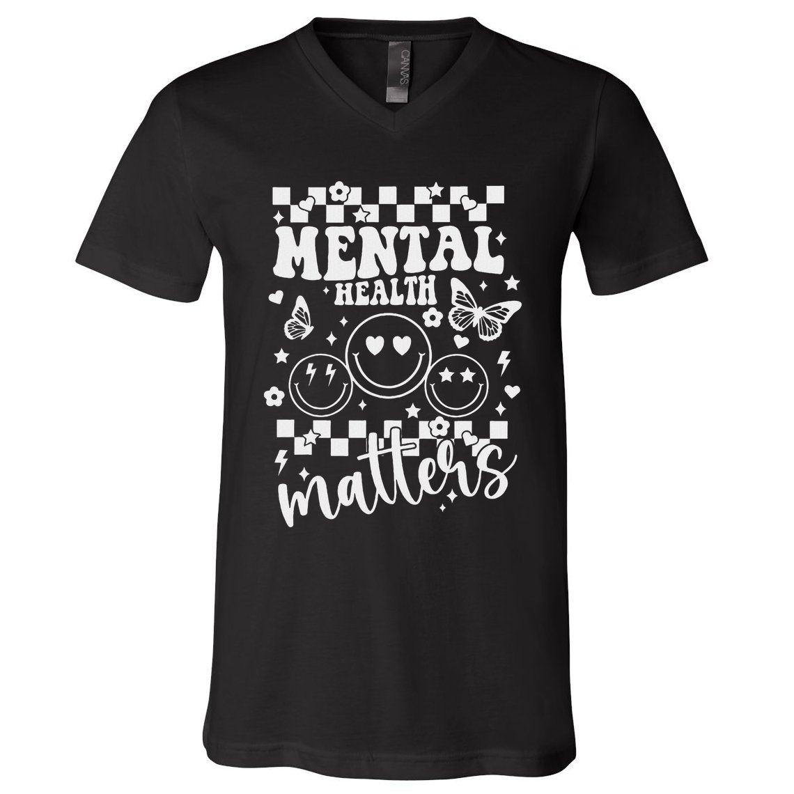 Mental Health Awareness Heart Wear Green For Mental Health V-Neck T-Shirt