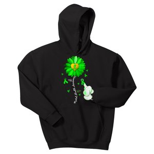 Mental Health Awareness Sunflower Green Ribbon Elephant Kids Hoodie