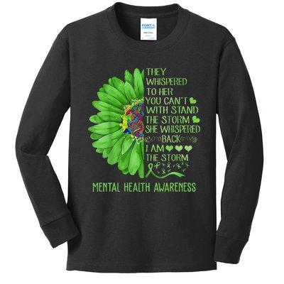 Mental Health Awareness Matters Sunflower I Am The Storm Kids Long Sleeve Shirt