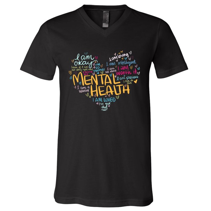 Mental Health Awareness Funny Gift Depression Cool Gift V-Neck T-Shirt