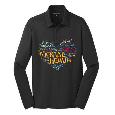 Mental Health Awareness Funny Gift Depression Cool Gift Silk Touch Performance Long Sleeve Polo