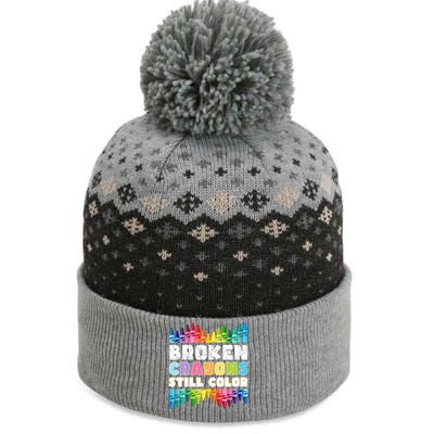 Mental Health Awareness Supporter Broken Crayons Still Color The Baniff Cuffed Pom Beanie