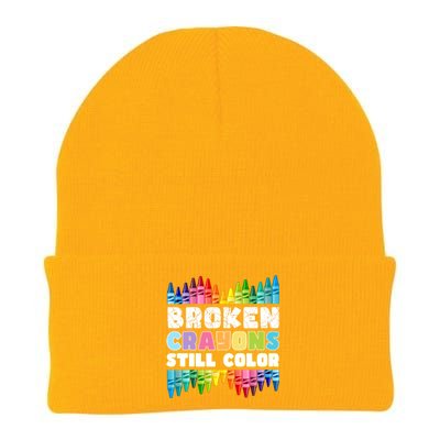 Mental Health Awareness Supporter Broken Crayons Still Color Knit Cap Winter Beanie