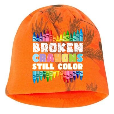 Mental Health Awareness Supporter Broken Crayons Still Color Kati - Camo Knit Beanie