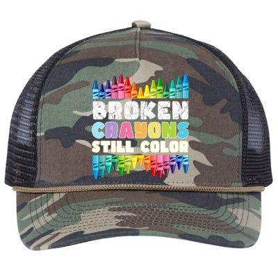 Mental Health Awareness Supporter Broken Crayons Still Color Retro Rope Trucker Hat Cap