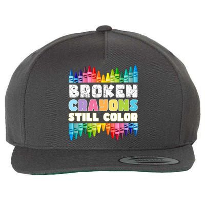 Mental Health Awareness Supporter Broken Crayons Still Color Wool Snapback Cap