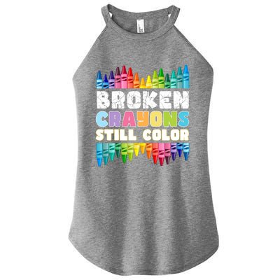 Mental Health Awareness Supporter Broken Crayons Still Color Women’s Perfect Tri Rocker Tank