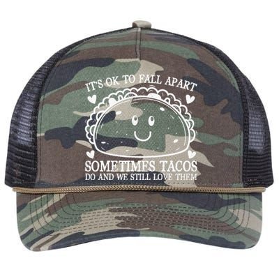 Mental Health Awareness Ok To Fall Apart Taco Retro Rope Trucker Hat Cap