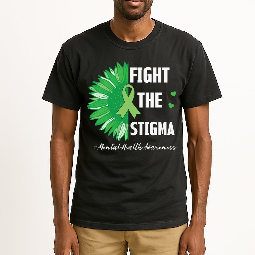 Mental Health Awareness Sunflower Fight The Stigma Tall T-Shirt