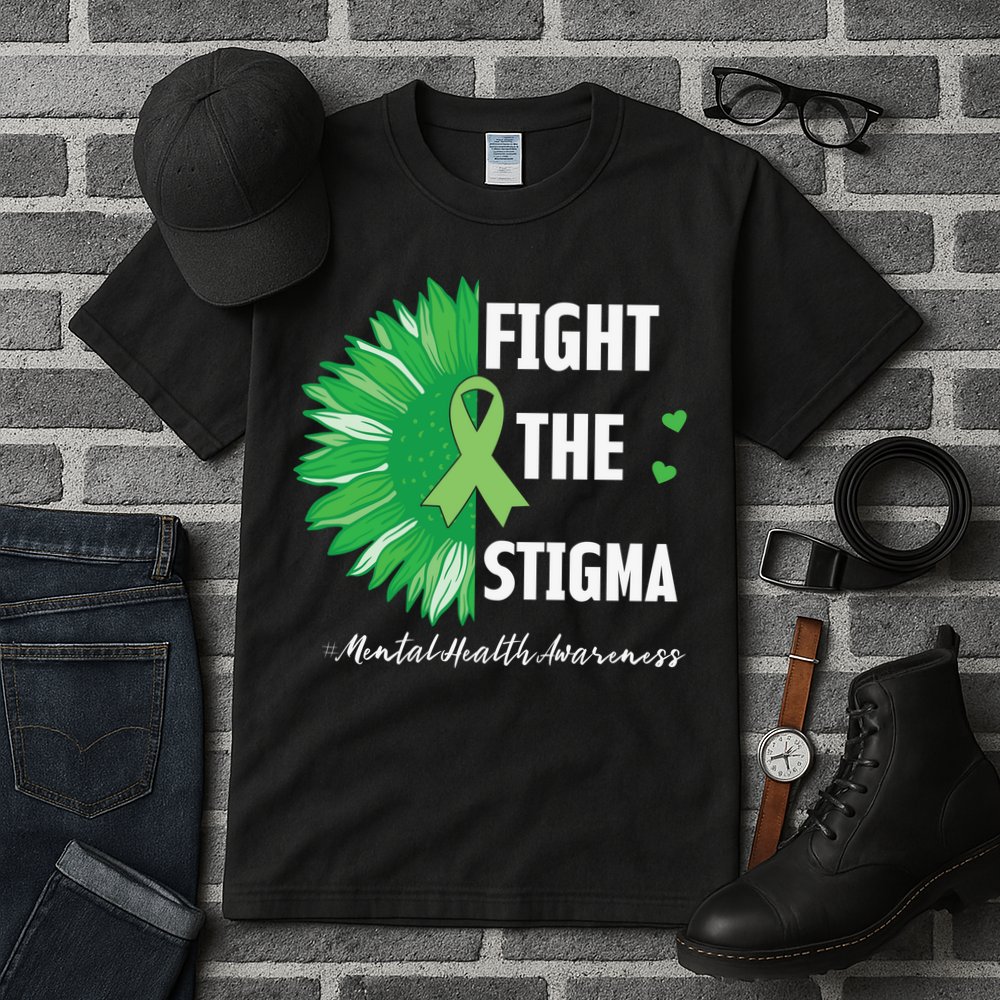 Mental Health Awareness Sunflower Fight The Stigma Tall T-Shirt
