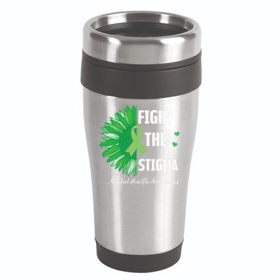 Mental Health Awareness Sunflower Fight The Stigma 16oz Travel Tumbler