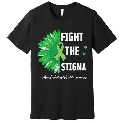 Mental Health Awareness Sunflower Fight The Stigma Premium T-Shirt
