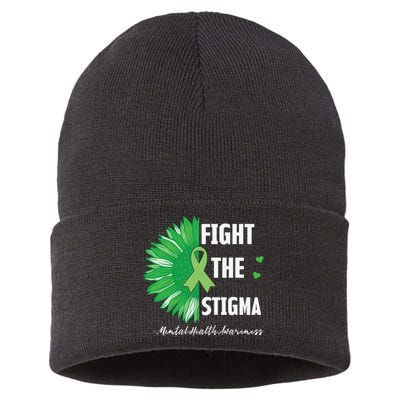 Mental Health Awareness Sunflower Fight The Stigma Sustainable Knit Beanie