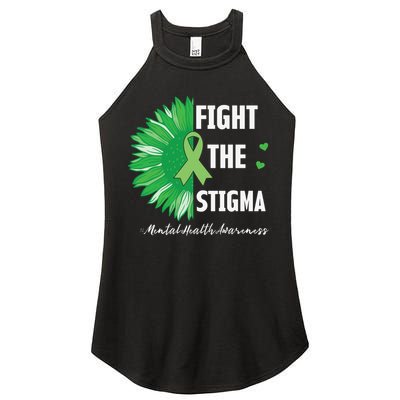 Mental Health Awareness Sunflower Fight The Stigma Women's Perfect Tri Rocker Tank