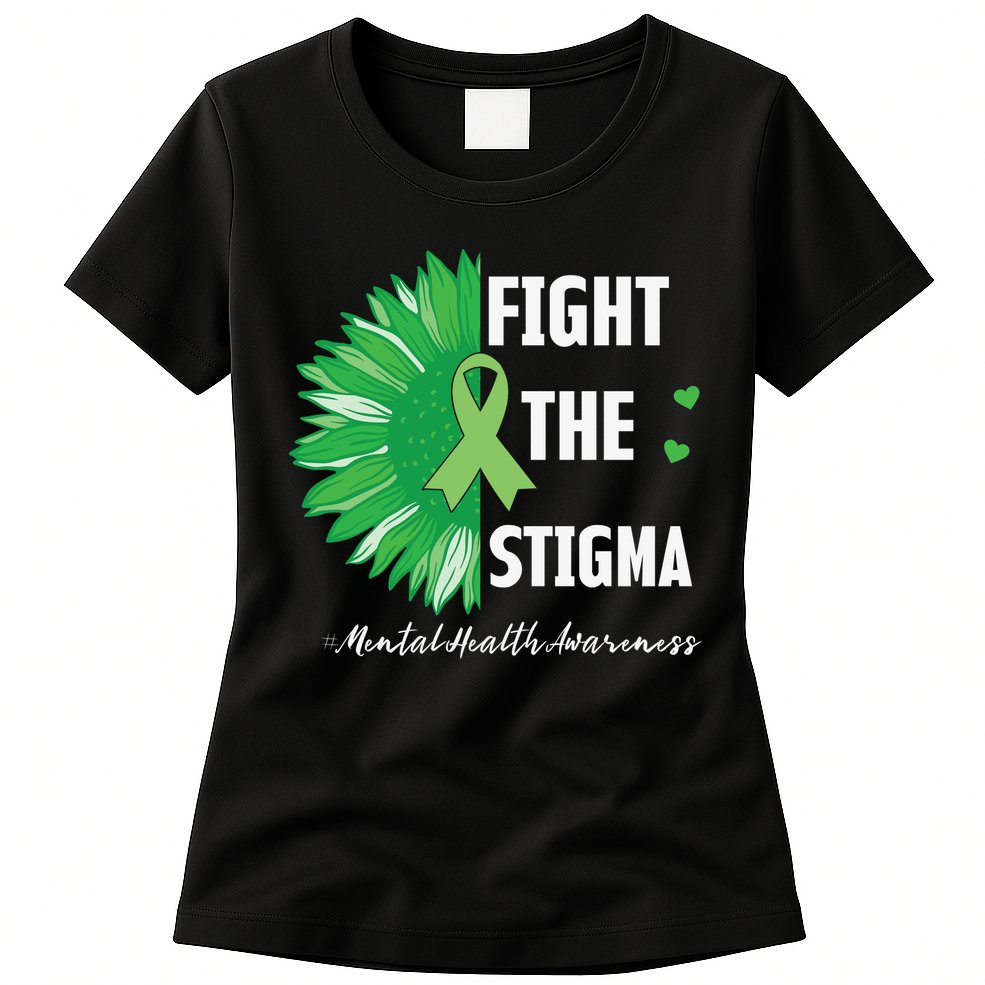 Mental Health Awareness Sunflower Fight The Stigma Womens T-Shirt